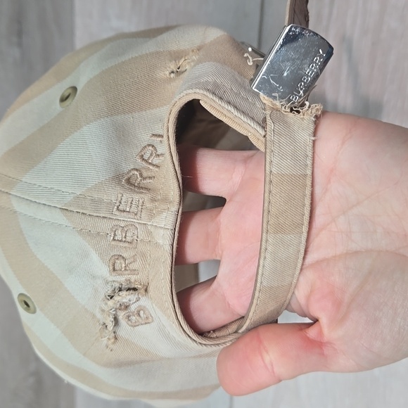 Burberry Mens Striped Beige & Tan Baseball Cap Sz Xl - Picture 6 of 15